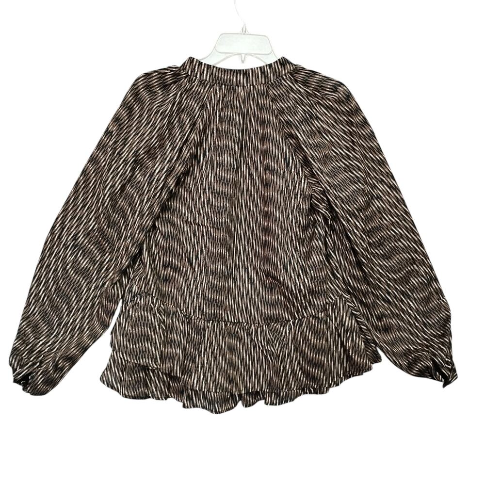 Banana Republic Tiered Blouse Brown & Black XS Long Puffy Sleeve Missing Belt - Picture 6 of 12